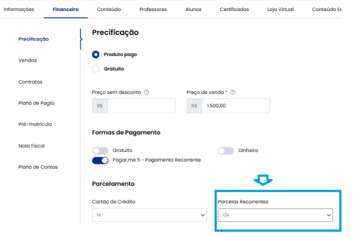Configuração de Pagamento Recorrente